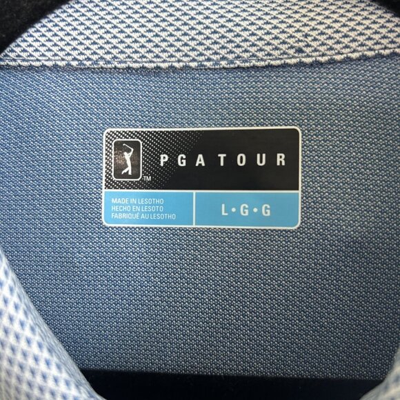 PGA Tour Blue and White Pattern Golf Polo Shirt Size Large - Picture 3 of 7
